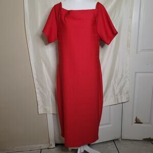 Love J Elegant Red Short Sleeve Midi Dress - 2XL